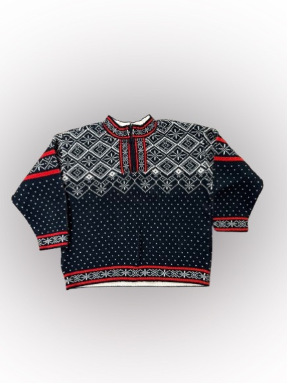 Vintage Hanna Andersson Nordic Fair Isle Sweater Size 110 5T Navy Red Snowflake